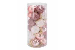 Набор ёлочных украшений SXMAS, 4 см, цвет: розовый, золотой, белый, 24 штуки, арт. JCB02 (количество товаров в комплекте: 24)